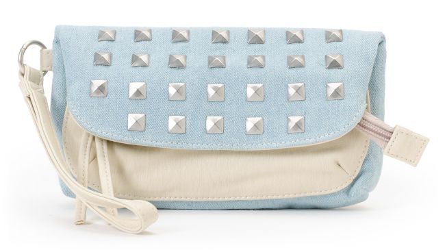 T-shirt & Jeans White & Denim Studded Wristlet