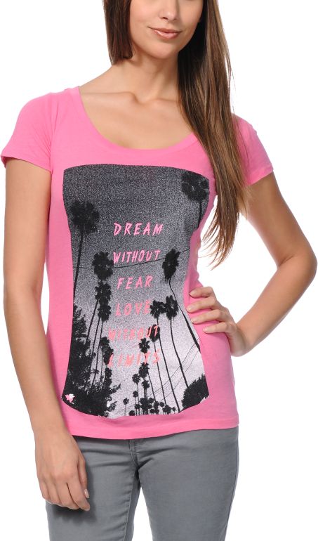 Glamour Kills Limitless Pink Scoop Neck Tee Shirt