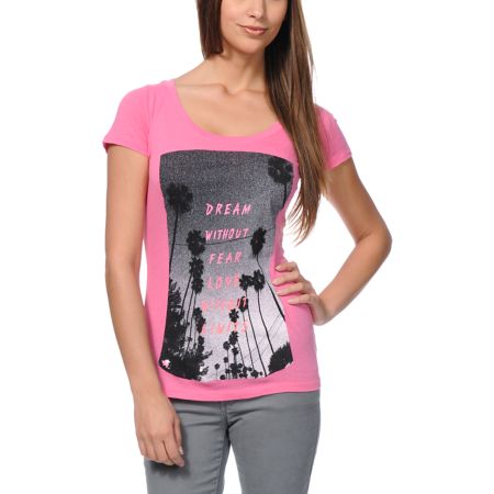Glamour Kills Limitless Pink Scoop Neck Tee Shirt