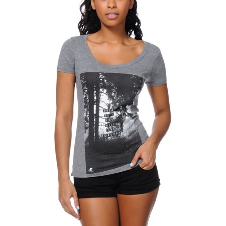 Glamour Kills Lost In Dreams Grey Scoop Neck Tee Shirt
