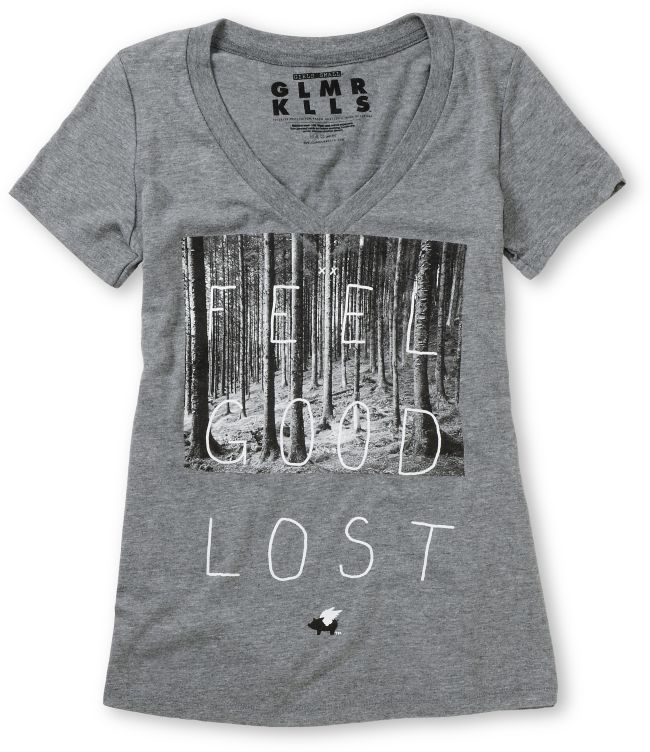 Glamour Kills Feel Good Lost Grey V-Neck Tee Shirt