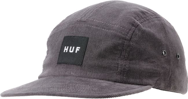 Huf Solid Box Logo Charcoal Corduroy 5 Panel Hat
