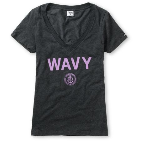 Crooks And Castles Girls Wavy Charcoal V-Neck Tee Shirt