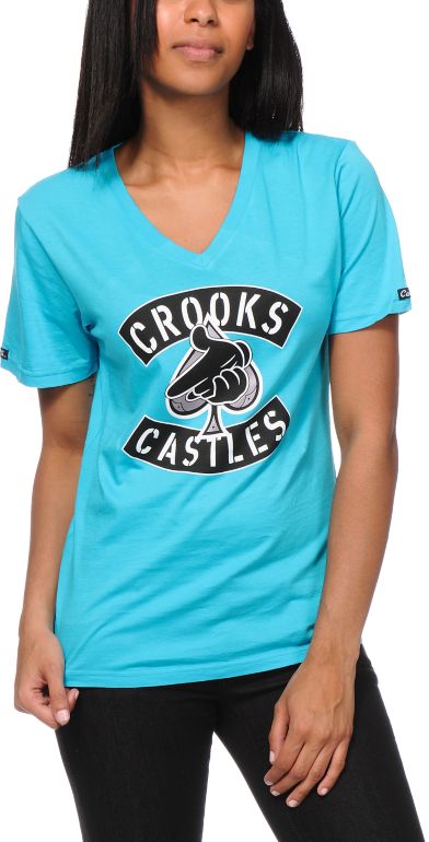 Crooks And Castles Girls Air Gun Ace V-Neck Tee Shirt