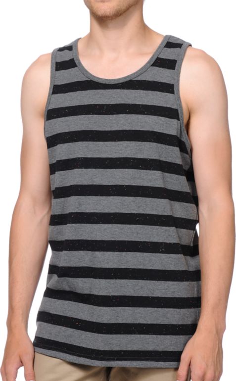 Empyre Funfetti Black & Grey Striped Tank Top
