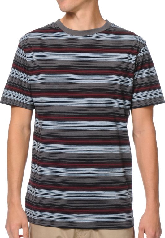 Zine Swoon Blue & Maroon Striped Tee Shirt