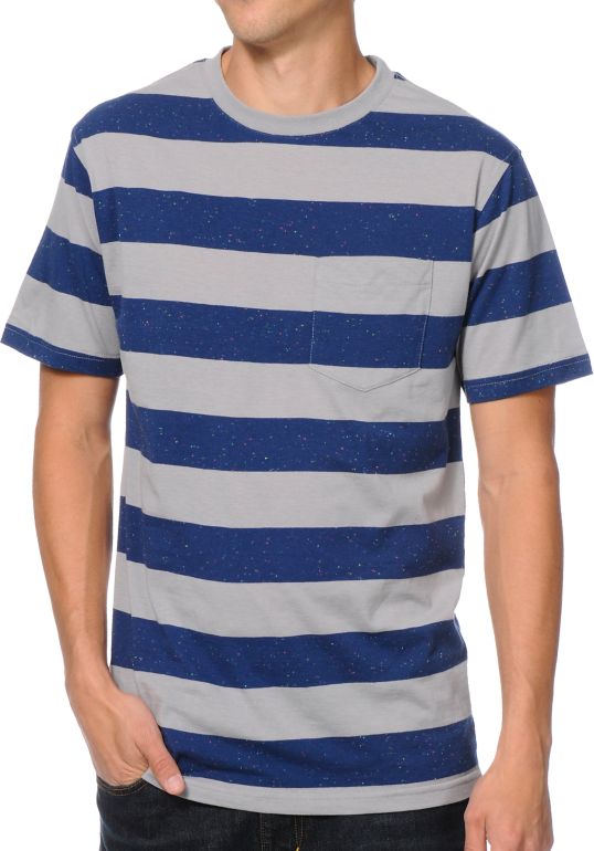 Empyre Candy Navy & Grey Striped Pocket Tee Shirt