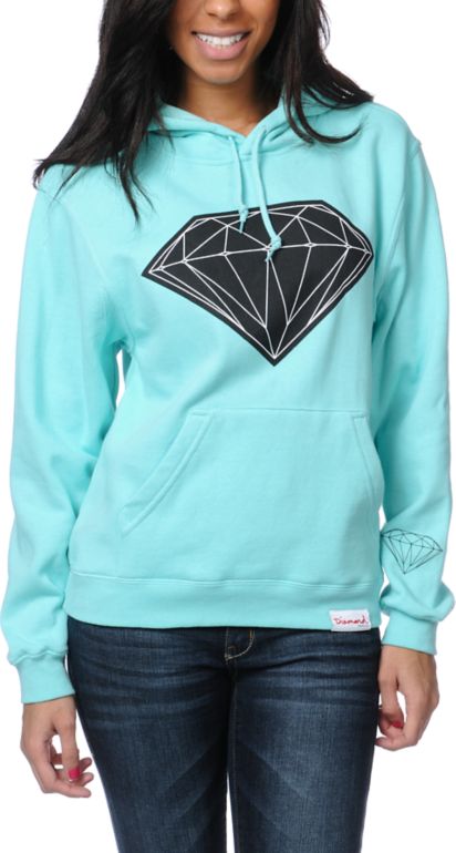 Diamond Supply Girls Big Brilliant Mint Pullover Hoodie