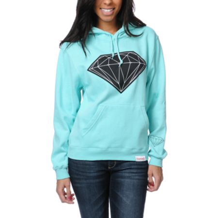 Diamond Supply Girls Big Brilliant Mint Pullover Hoodie