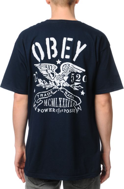 Obey Trademark Eagle Navy Tee Shirt