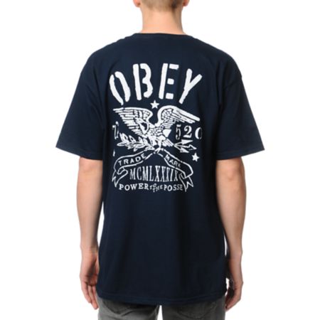 Obey Trademark Eagle Navy Tee Shirt