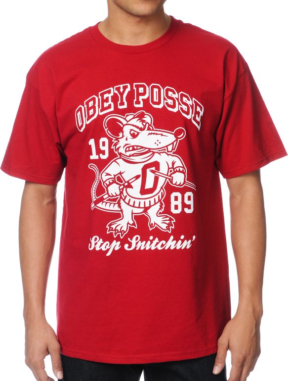 Obey Stop Snitchin Red Tee Shirt