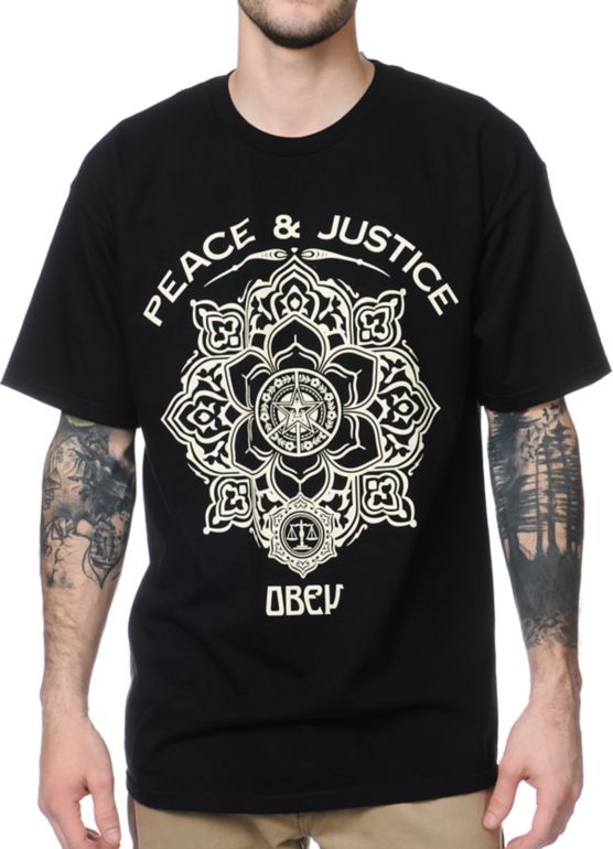 Obey Peace & Justice Black Tee Shirt