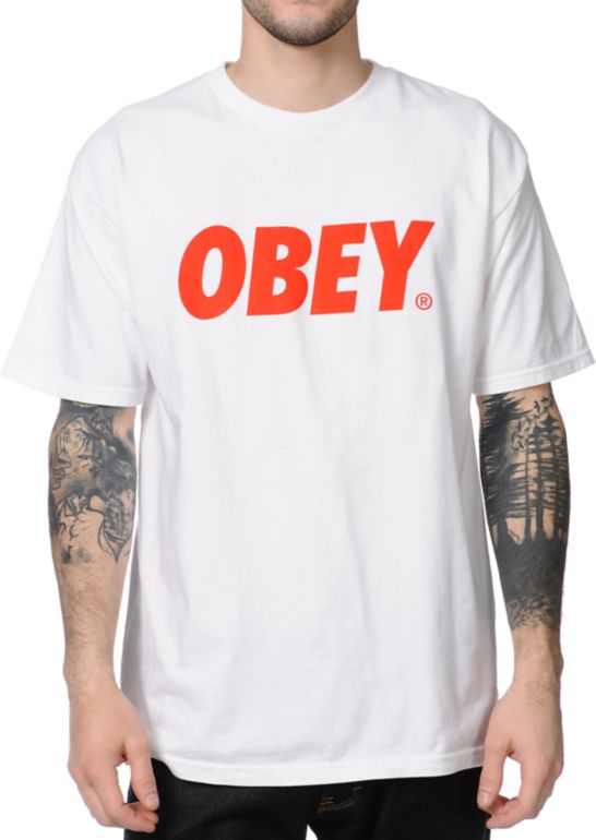 Obey Font White Tee Shirt