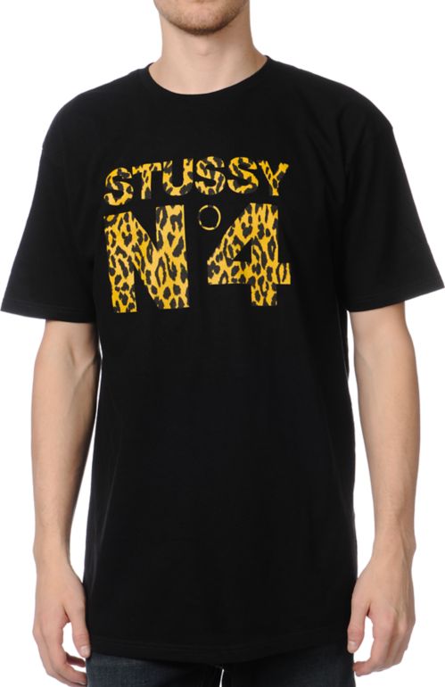 Stussy Cheetah NO. 4 Black Tee Shirt
