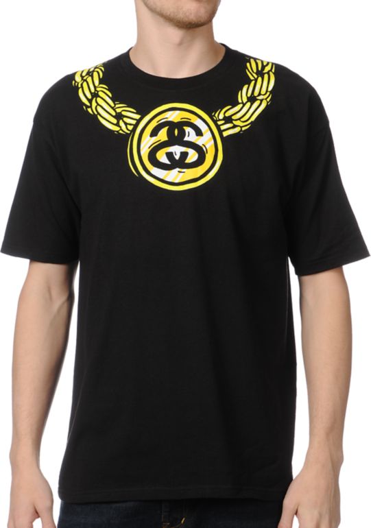 Stussy Chained Black Tee Shirt