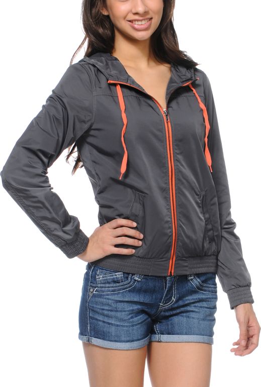 Empyre Girls Chelsea Grey & Coral Windbreaker Jacket