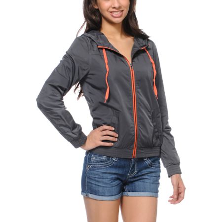 Empyre Girls Chelsea Grey & Coral Windbreaker Jacket 