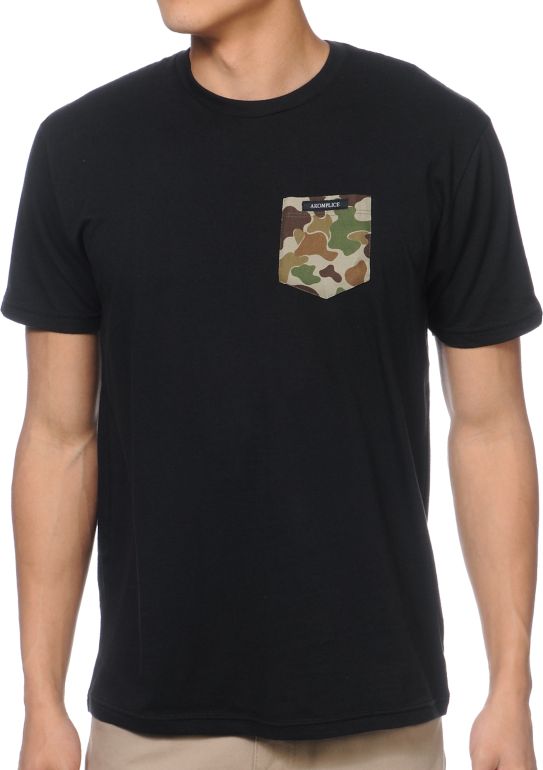Akomplice Camo Black Pocket Tee Shirt
