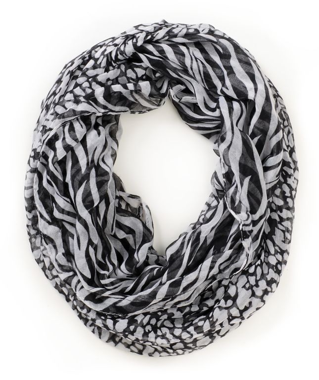 D&Y Mixed Black Animal Print Infinity Scarf