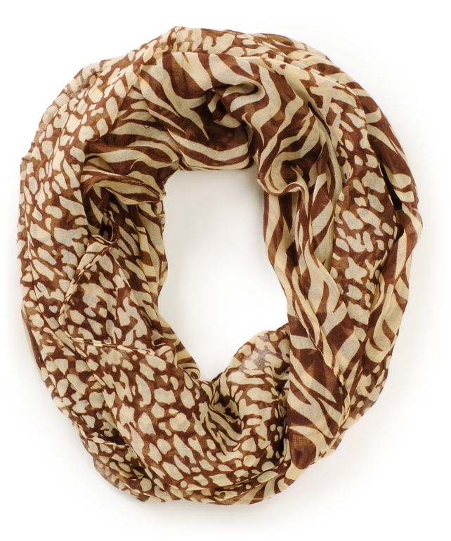 D&Y Mixed Brown Animal Print Infinity Scarf