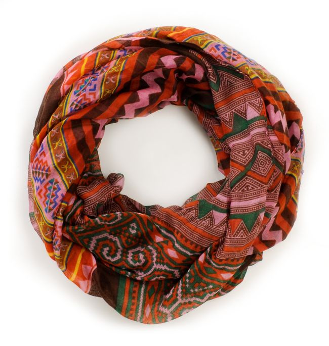 D&Y Mixed Brown Tribal Print Infinity Scarf