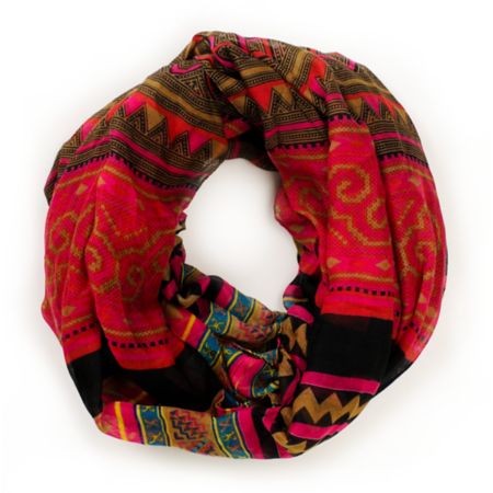 D&Y Mixed Pink Tribal Print Infinity Scarf
