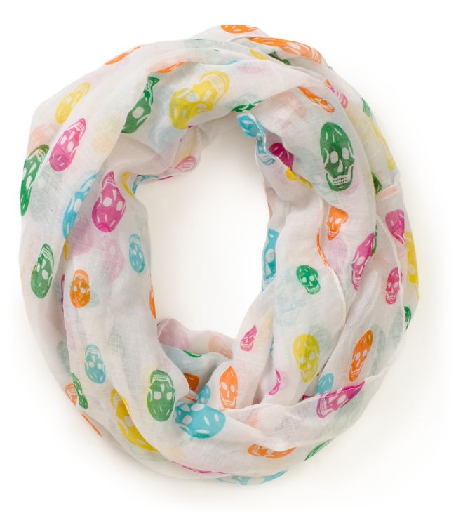 D&Y White Skull Print Infinity Scarf