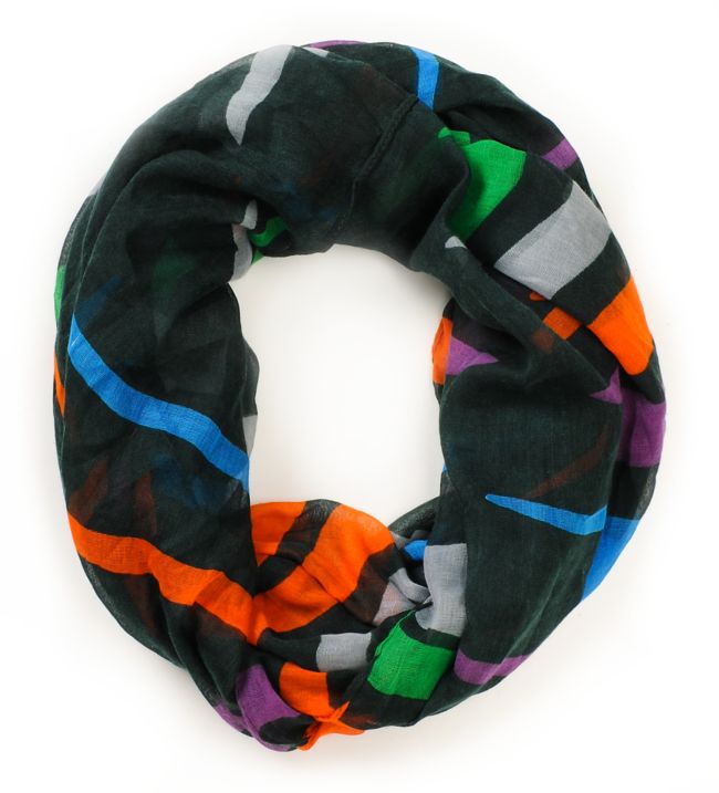 D&Y Bold Stripe Green Infinity Scarf