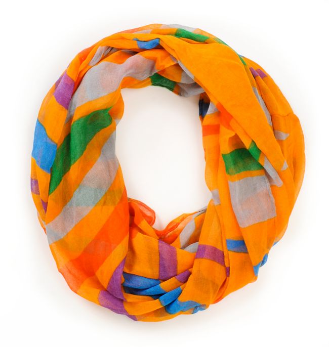 D&Y Bold Stripe Orange Infinity Scarf