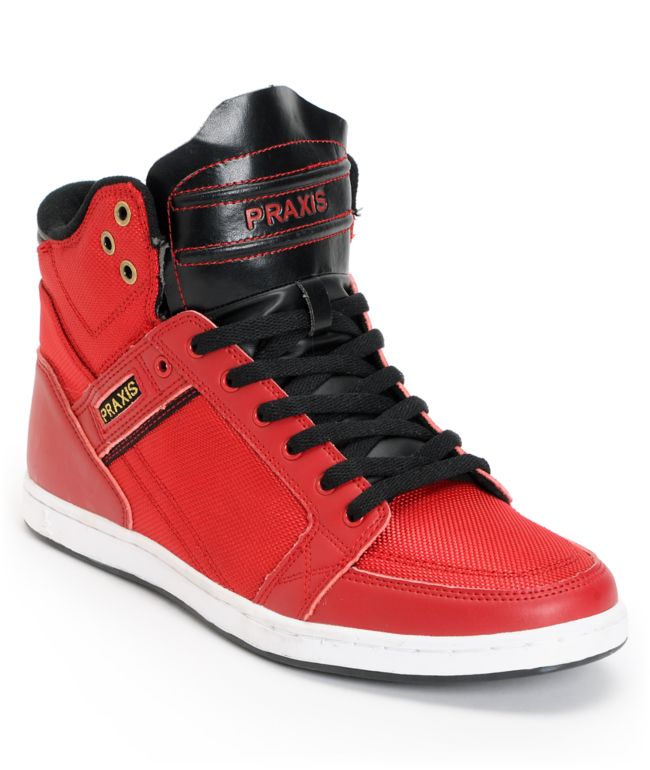 Praxis Balance Red High Top Skate Shoes