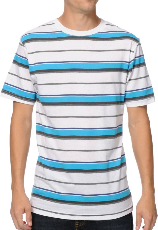 Zine Im Blue White & Blue Striped Tee Shirt