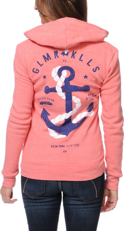 Glamour Kills The Union Coral Zip Up Hoodie