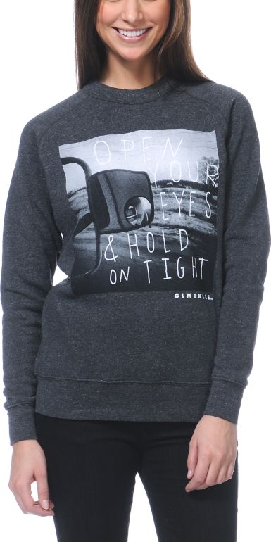 Glamour Kills Open Your Eyes Charcoal Crew Neck Sweatshirt