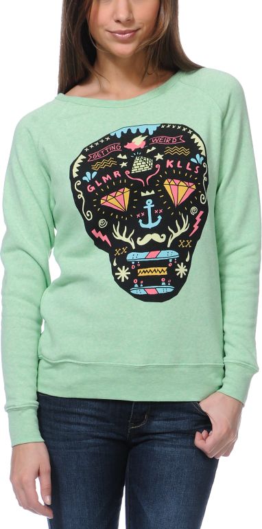Glamour Kills Day Of The Living Mint Crew Neck Sweatshirt