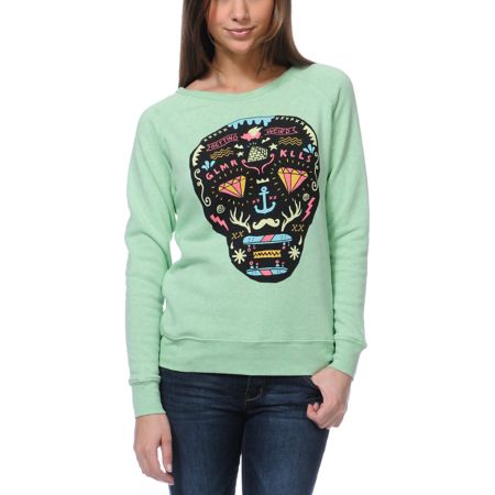 Glamour Kills Day Of The Living Mint Crew Neck Sweatshirt