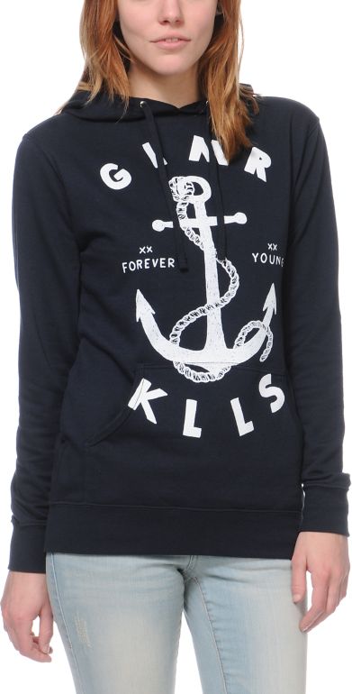 Glamour Kills Land Locked Navy Pullover Hoodie
