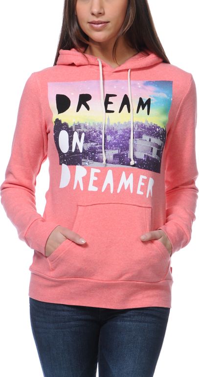 Glamour Kills Dream On Dreamer Skyline Coral Pullover Hoodie