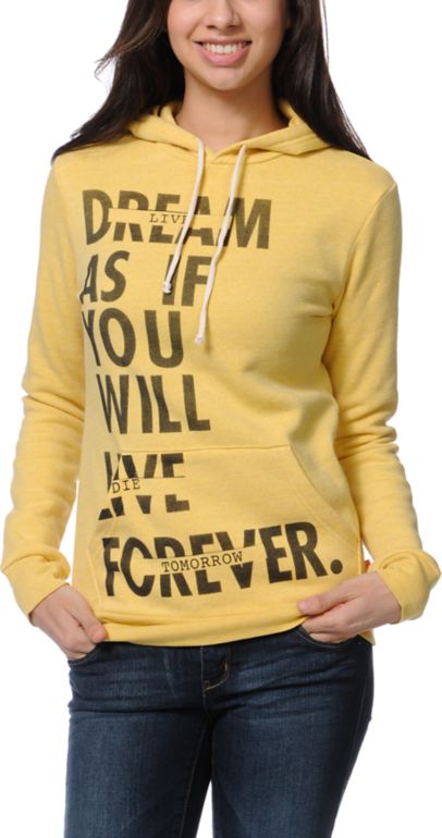 Glamour Kills Live Forever Yellow Pullover Hoodie