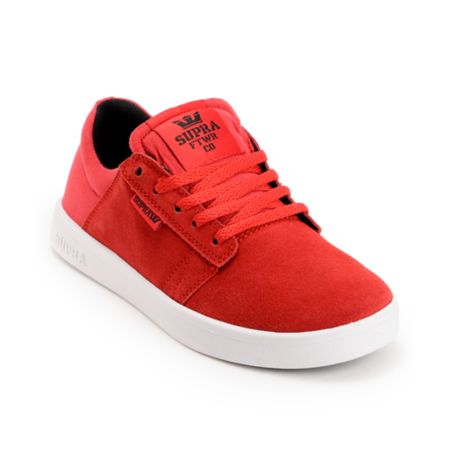 Supra Westway Red & White Kids Skate Shoes