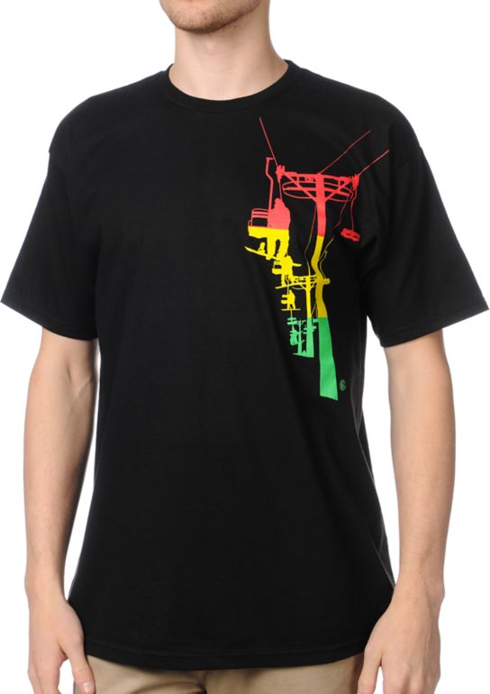 Casual Industrees Chairlift Black Rasta Tee Shirt