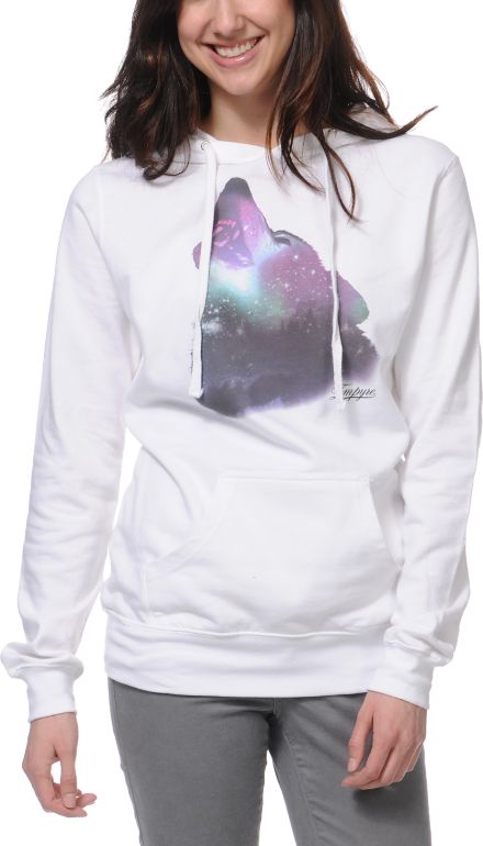 Empyre Girls Wolfy White Pullover Hoodie