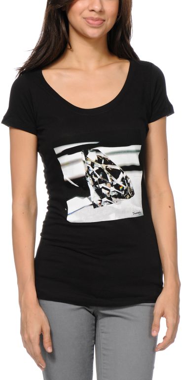 Diamond Supply Girls Brilliant Glass Black Tee Shirt