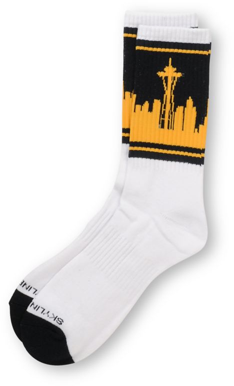 Skyline Socks Seattle Navy & Yellow Crew Socks