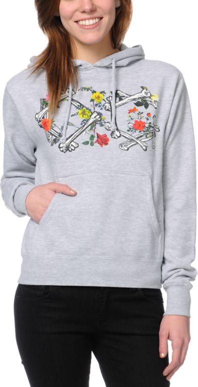 Obey Bone Garden Heather Grey Pullover Hoodie