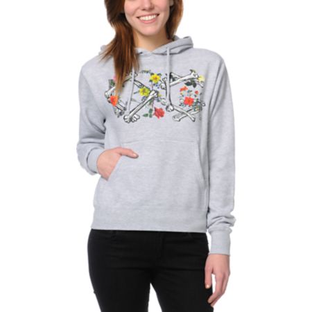 Obey Bone Garden Heather Grey Pullover Hoodie