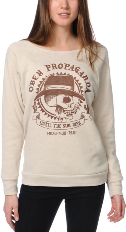 Obey El Dorado Beige Vandal Crew Neck Sweatshirt