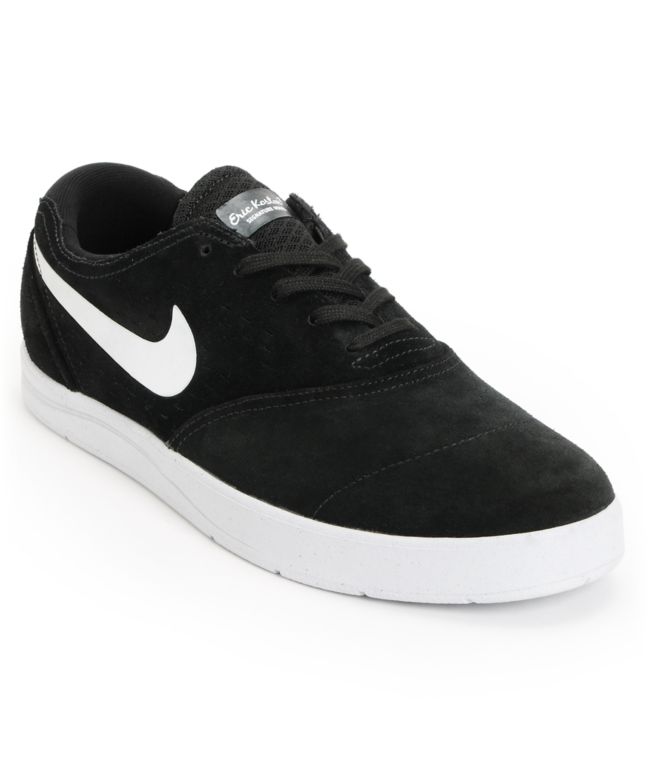 Nike SB Eric Koston 2 Lunarlon Black & White Suede Skate Shoe
