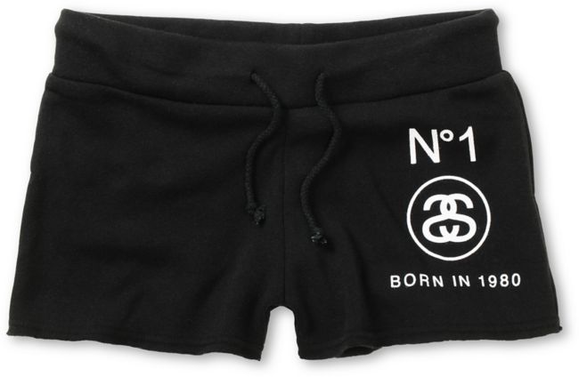 Stussy Girls Born In 1980 Black Sweat Shorts