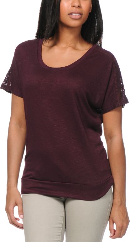 Empyre Girls Lafayette Blackberry Crochet Tee Shirt
